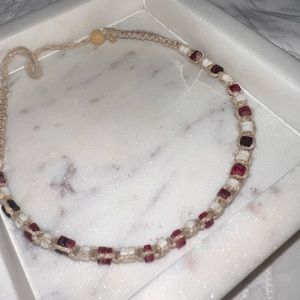 Pink & White Beaded Choker